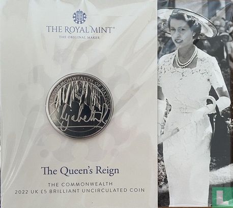 Vereinigtes Königreich 5 Pound 2022 (Folder) "The Queen's reign - Commonwealth of Nations" - Bild 1