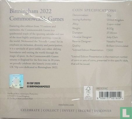 Vereinigtes Königreich 50 Pence 2022 (Folder - gefärbt - Typ 1) "Commonwealth Games in Birmingham" - Bild 2