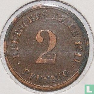 Duitse Rijk 2 pfennig 1911 (G) - Afbeelding 1