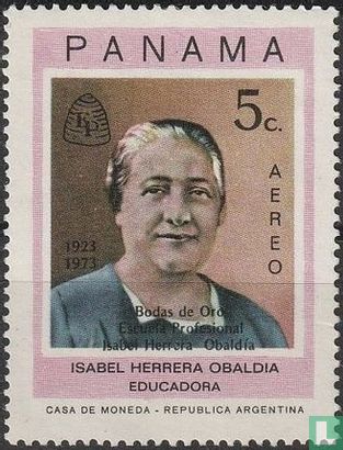 Isabel Herrera Obaldía met opdruk