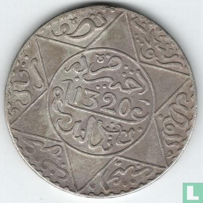 Morocco 5 dirhams 1902 (AH1320 - London) - Image 1