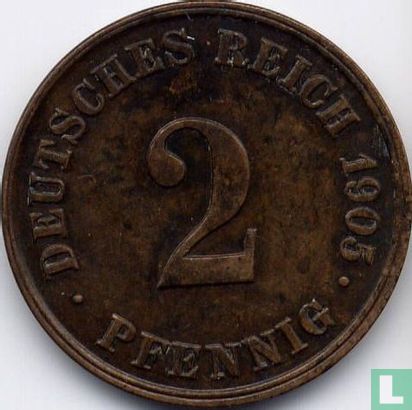 Empire allemand 2 pfennig 1905 (J) - Image 1