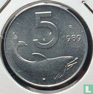 Italië 5 lire 1989 (medailleslag) - Afbeelding 1