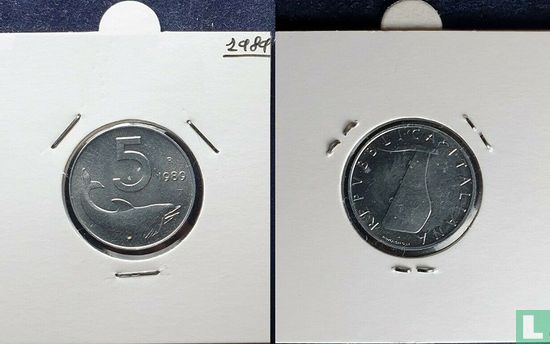 Italië 5 lire 1989 (medailleslag) - Afbeelding 3