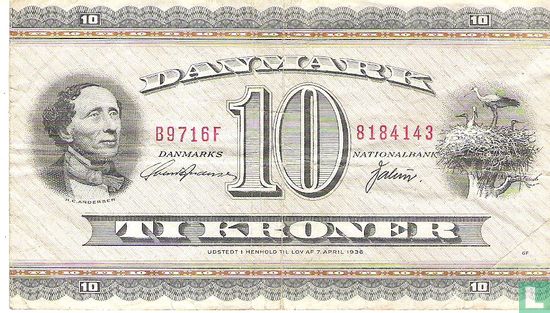 Denmark 10 kroner (Prefixes A9-B9, Andersen & Valeur)