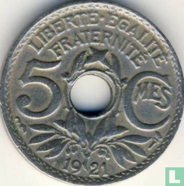France 5 centimes 1921 (type 2) - Image 1