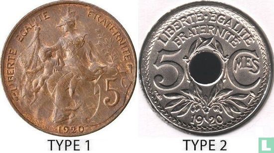 Frankrijk 5 centimes 1920 (type 2 - 2 g) - Afbeelding 3