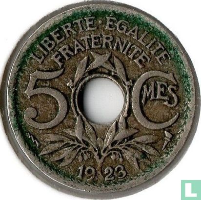 Frankrijk 5 centimes 1923 (bliksemflits) - Afbeelding 1