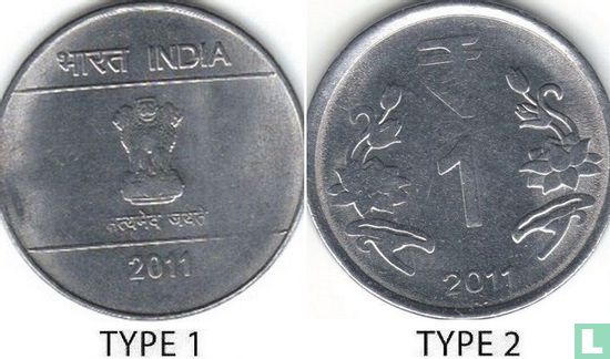 India 1 rupee 2011 (Calcutta - type 1) - Image 3
