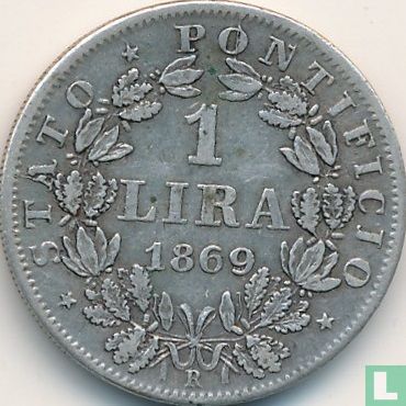 États pontificaux 1 lira 1869 (XXIII) - Image 1