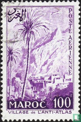 Village of the Anti-Atlas and palm trees