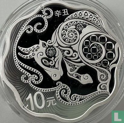China 10 yuan 2021 (PROOF - type 2) "Year of the Ox" - Afbeelding 2