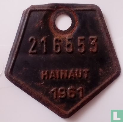 Plaque d immatriculation Hainut 1961