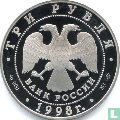 Russie 3 roubles 1998 (BE) "Centennial of the Russian Museum - Evgraf Davydov" - Image 1