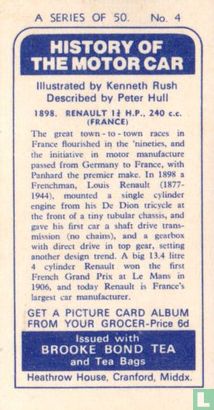 1898. Renault 1 3/4 H.P., 240 c.c. (France) - Bild 2