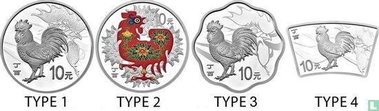 China 10 yuan 2017 (PROOF - type 3) "Year of the Rooster" - Afbeelding 3