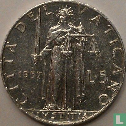 Vaticaan 5 lire 1957 (type 1) - Afbeelding 1