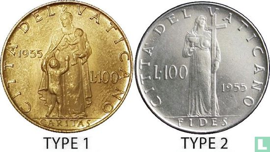 Vatican 100 lire 1955 (type 2) - Image 3