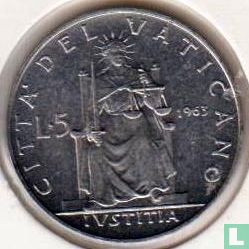 Vaticaan 5 lire 1963 - Afbeelding 1