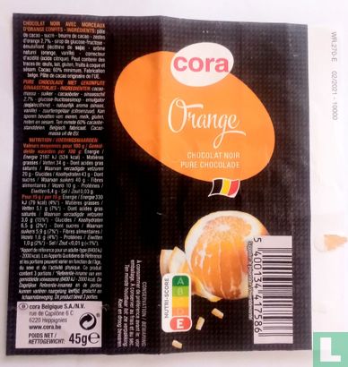 Cora chocolat  noir orange 45gr