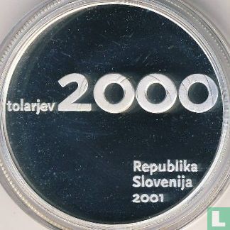 Slovenië 2000 tolarjev 2001 (PROOF) "10th anniversary Independence and the Tolar" - Afbeelding 1