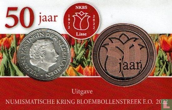Niederlande 1 Gulden 1972 (Coincard - mit Medaille - 50 years NKBS Flower Bulb Region) - Bild 1