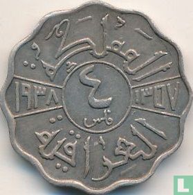 Iraq 4 fils 1938 (AH1357 - copper-nickel - with I) - Image 1