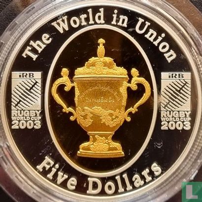 Australië 5 dollars 2003 (PROOF) "Rugby World Cup in Australia" - Afbeelding 1