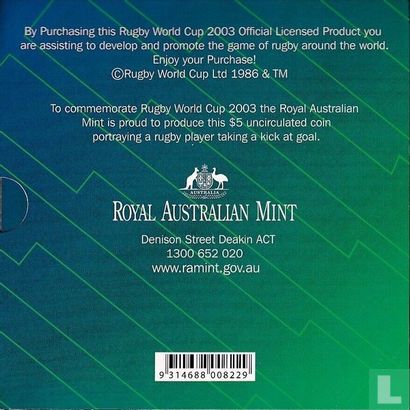 Australien 5 Dollar 2003 (Folder) "Rugby World Cup in Australia" - Bild 2