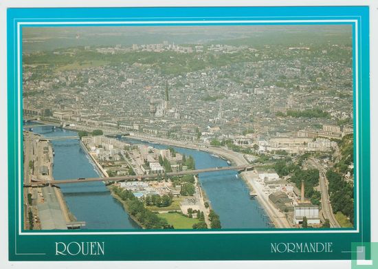Rouen Seine Maritime Normandie France Aerial View Postcard - Afbeelding 1