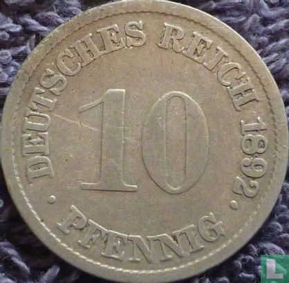 Duitse Rijk 10 pfennig 1892 (G) - Afbeelding 1