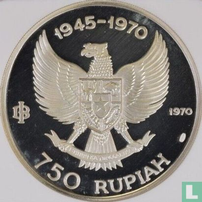 Indonesia 750 rupiah 1970 (PROOF) "25th anniversary of Independence" - Image 1