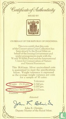 Indonésie 2000 rupiah 1974 "Javan tiger" - Image 3
