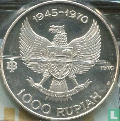 Indonésie 1000 rupiah 1970 (BE) "25th anniversary of Independence" - Image 1