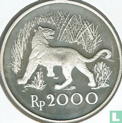Indonesië 2000 rupiah 1974 (PROOF) "Javan tiger" - Afbeelding 2