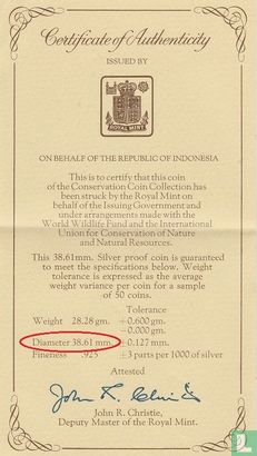 Indonesia 2000 rupiah 1974 (PROOF) "Javan tiger" - Image 3