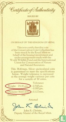 Nepal 25 Rupee 1974 (VS2031) "Himalayan monal pheasant" - Bild 3