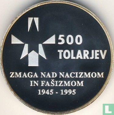 Slovenië 500 tolarjev 1995 (PROOF) "50th anniversary Victory over nazism and fascism" - Afbeelding 1