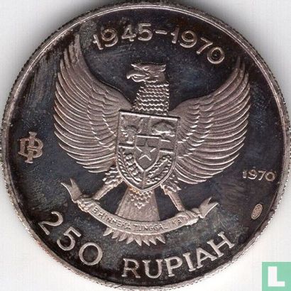 Indonesië 250 rupiah 1970 (PROOF) "25th anniversary of Independence" - Afbeelding 1