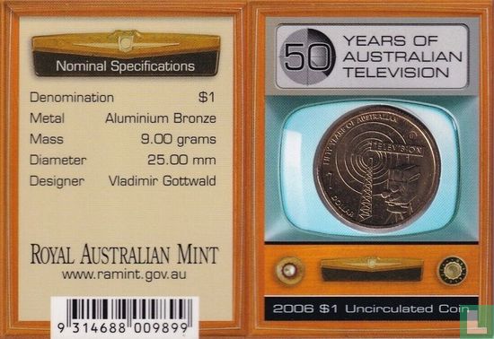 Australien 1 Dollar 2006 (Folder - B) "50 years of Australian television" - Bild 2