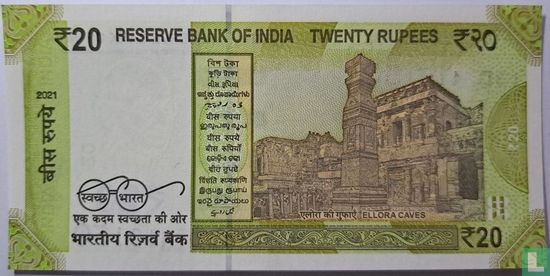 India 20 Rupees M - Afbeelding 2