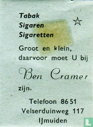 Tabak Sigaren Sigaretten Ben Cramer