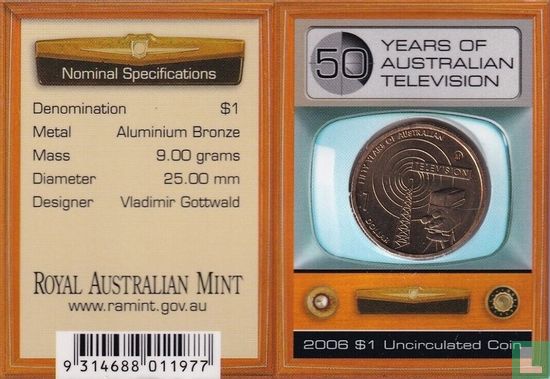 Australie 1 dollar 2006 (folder - M) "50 years of Australian television" - Image 2