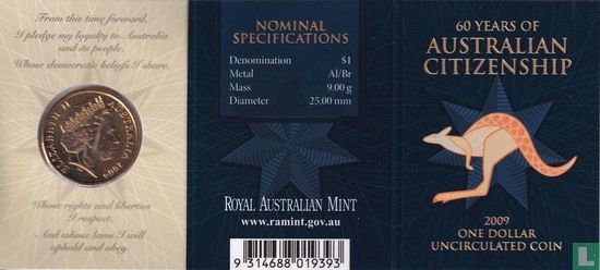 Australië 1 dollar 2009 (folder - B) "60th anniversary of Australian Citizenship" - Afbeelding 1