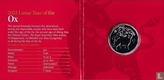 Australië 50 cents 2021 (folder) "Year of the Ox" - Afbeelding 2