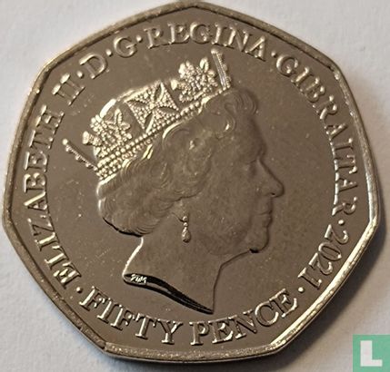 Gibraltar 50 pence 2021 (non coloré) "10th anniversary Wedding of Duke and Duchess of Cambridge" - Image 1