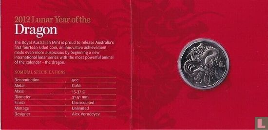 Australie 50 cents 2012 (folder) "Year of the Dragon" - Image 2