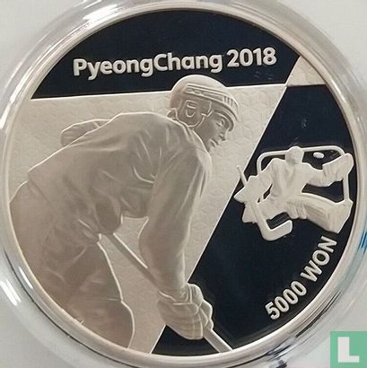 South Korea 5000 won 2016 (PROOF) "2018 Winter Olympics in Pyeongchang - Ice hockey" - Image 2