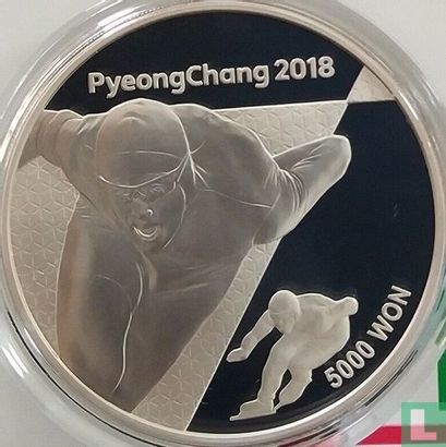 South Korea 5000 won 2016 (PROOF) "2018 Winter Olympics in Pyeongchang - Speed skating" - Image 2