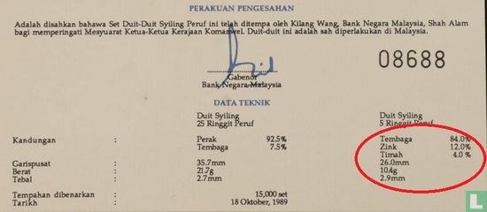 Malaysia 5 ringgit 1989 "Commenwealth Head of State meeting" - Image 3